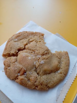 White chocolate macademia cookie at Little Bagel Co - Baldwin in Bristol