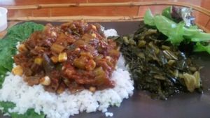 vegan gumbo with collards at WorldBeat Cafe in San Diego