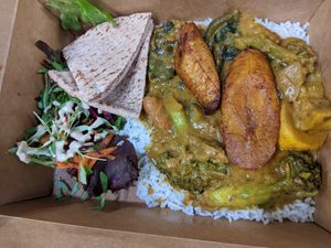 African peanut coconut curry at WorldBeat Cafe in San Diego