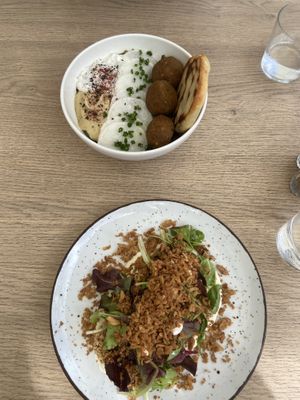 eggplant and falafel bowl  at Rogovilka in Ljubljana
