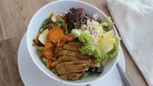 Salad with falafel and nuts.  at Die Zauberei in Bregenz