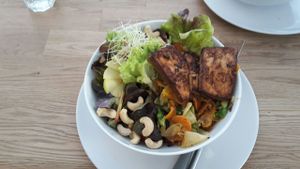 Salad with tofu and nuts.  at Die Zauberei in Bregenz