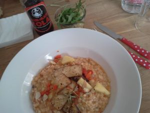risotto with baked tofu slices at Die Zauberei in Bregenz
