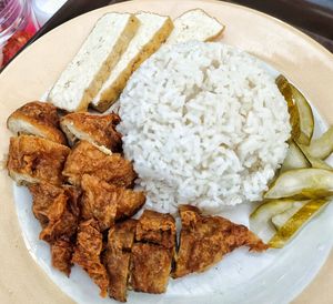 Chicken rice, the chilli was excellent at Hope Vegetarian - 希望素食 in Kuching