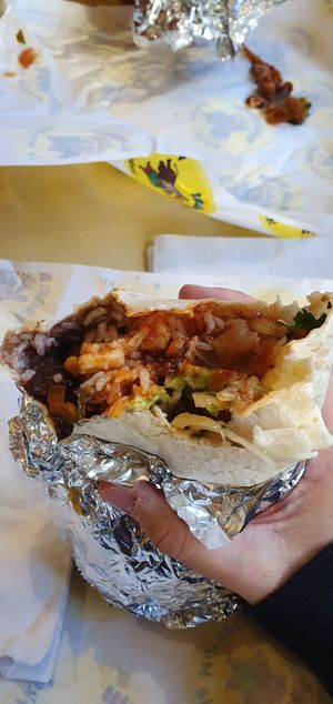 Packed burrito at Pancho's Burritos in Manchester