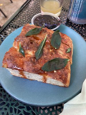 Vegan focaccia with Housemade jelly at Heart of Gold in Cleveland
