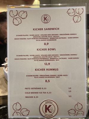 Speisekarte  at Kicherherz in Frankfurt