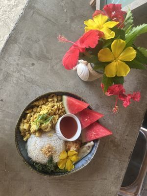 The Filipino breakfast with tofu scramble   at The Wavy Moon in Siargao