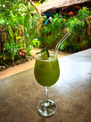 Fresh squeezed tropic mint, with cucumber and pineapple   at The Wavy Moon in Siargao