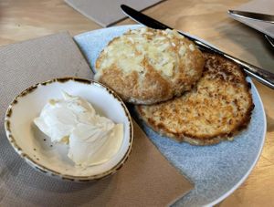 cheese scone with spread at Fika Coffee in Christchurch