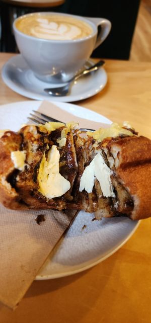 Cheese and Marmite Scroll with added vegan butter at Fika Coffee in Christchurch