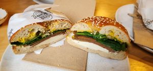 Vegan Pastrami Bagel at Fika Coffee in Christchurch