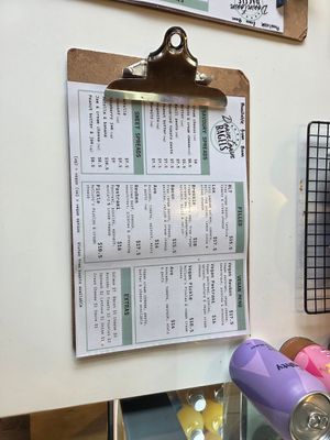 Menu at Fika Coffee in Christchurch