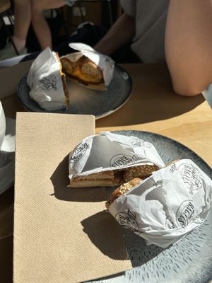 Vegan Reuben (try it!) and peanut butter bagels   at Fika Coffee in Christchurch