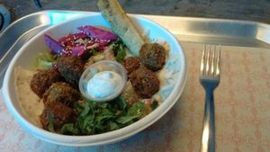Falafel bowl at Sesamo Express in Bogota