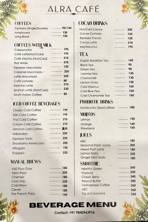 Menu  at Alra Cafe in Viluppuram