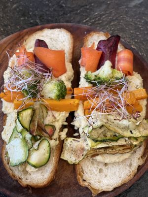 Vegan veggie toastt  at Alra Cafe in Viluppuram