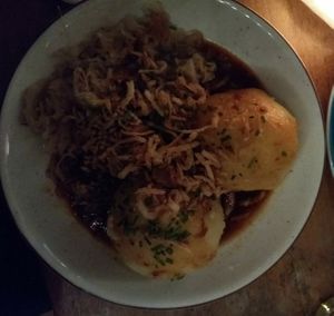 The vegan meat dumplings with sauerkraut at Augustin in Vienna