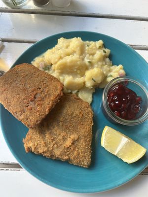 vegan wiener schnitzel  at Augustin in Vienna