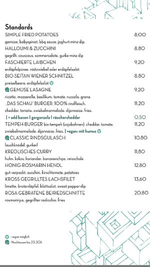 menu at Augustin in Vienna