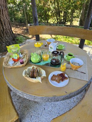 Vegan, organic and gluten-free breakfast at Vegocéane  in Saint-michel-chef-chef