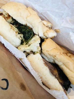 Half roasted cauliflower/half sweet potato po’boy at Killer Poboys in New Orleans