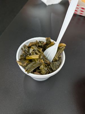 Steamed greens at Killer Poboys in New Orleans