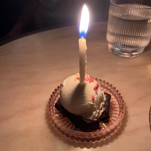 brownie with ice cream for the special day  at Vulture in San Diego