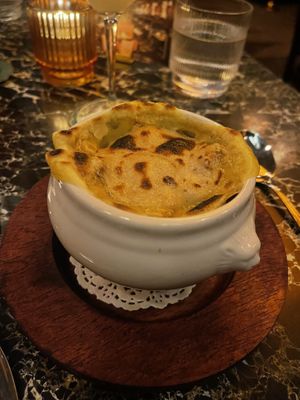 French Onion Soupp  at Vulture in San Diego