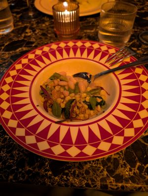 Cassoulet, the French countryside comfort food, instead of the duck comfit they seared squash and peppers. at Vulture in San Diego