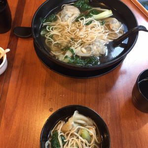Soup with wanton and noodles at Lotus Vegetarian in Hong Kong Island