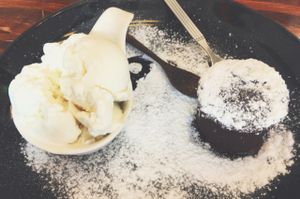 Chocolate Lava Cake with Coconut Ice Cream at Mango in Bangkok