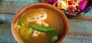 Tom yum soup is a.must at Mango in Bangkok