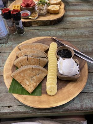 Vegan chocolate and banana gluten free pancakes   at Mango in Bangkok