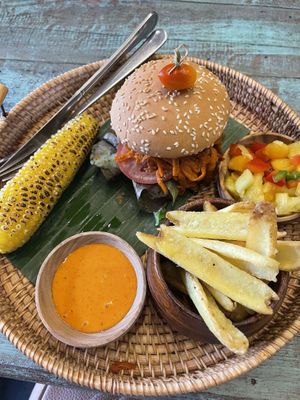Pulled mushroom burger  at Mango in Bangkok