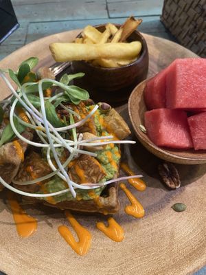 Zucchini waffles   at Mango in Bangkok