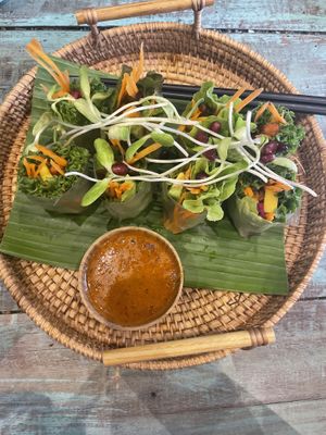Spring rolls with tempeh   at Mango in Bangkok