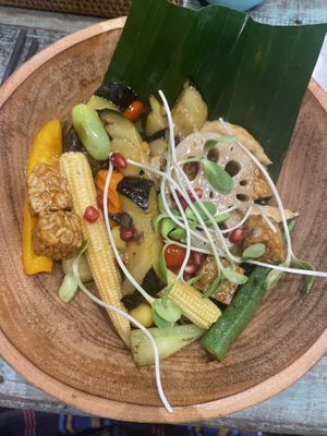Eggplant and Tempeh stir fry   at Mango in Bangkok