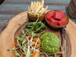 zucchini waffles at Mango in Bangkok