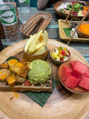 Zucchini waffles at Mango in Bangkok