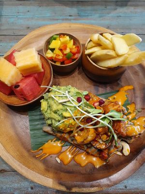 Zucchini waffle for 285 thb at Mango in Bangkok