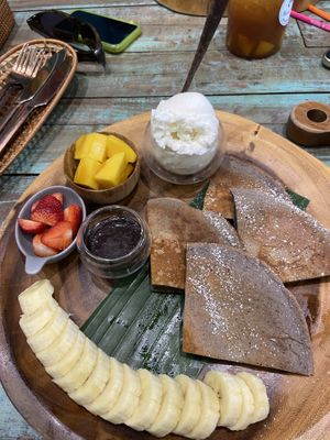 Vegan chocolate pancakes  at Mango in Bangkok