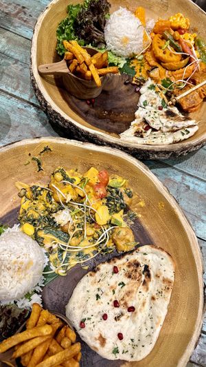 Vegan butter chicken and tikka masala curryy  at Mango in Bangkok