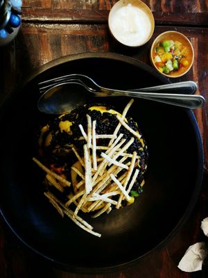 amazing black rice with fancy vegetables!!  at Mango in Bangkok