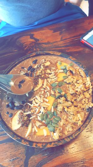 Chocolate smoothie bowl - delicious  at Mango in Bangkok