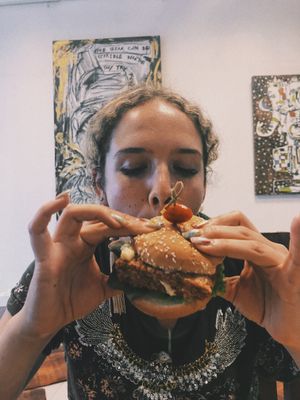 Tempeh burger noms  ✨ ‍♀️  at Mango in Bangkok