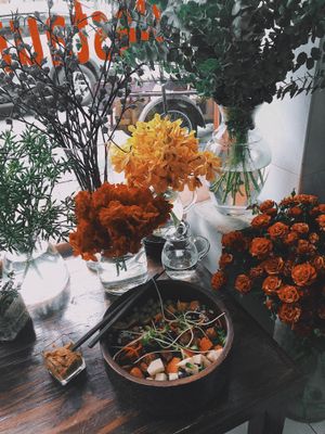 Fresh plants for dayz ?? We were given a stem of eucalyptus...so thoughtful! at Mango in Bangkok