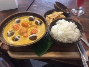 Falafel curry - 195TBH. Good sized portion at Mango in Bangkok