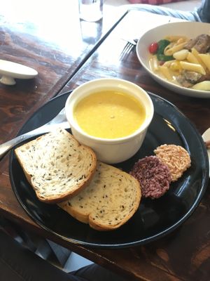 Coconut pumpkin soup  at Mango in Bangkok