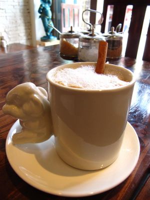 cappucino with soy milk. at Mango in Bangkok